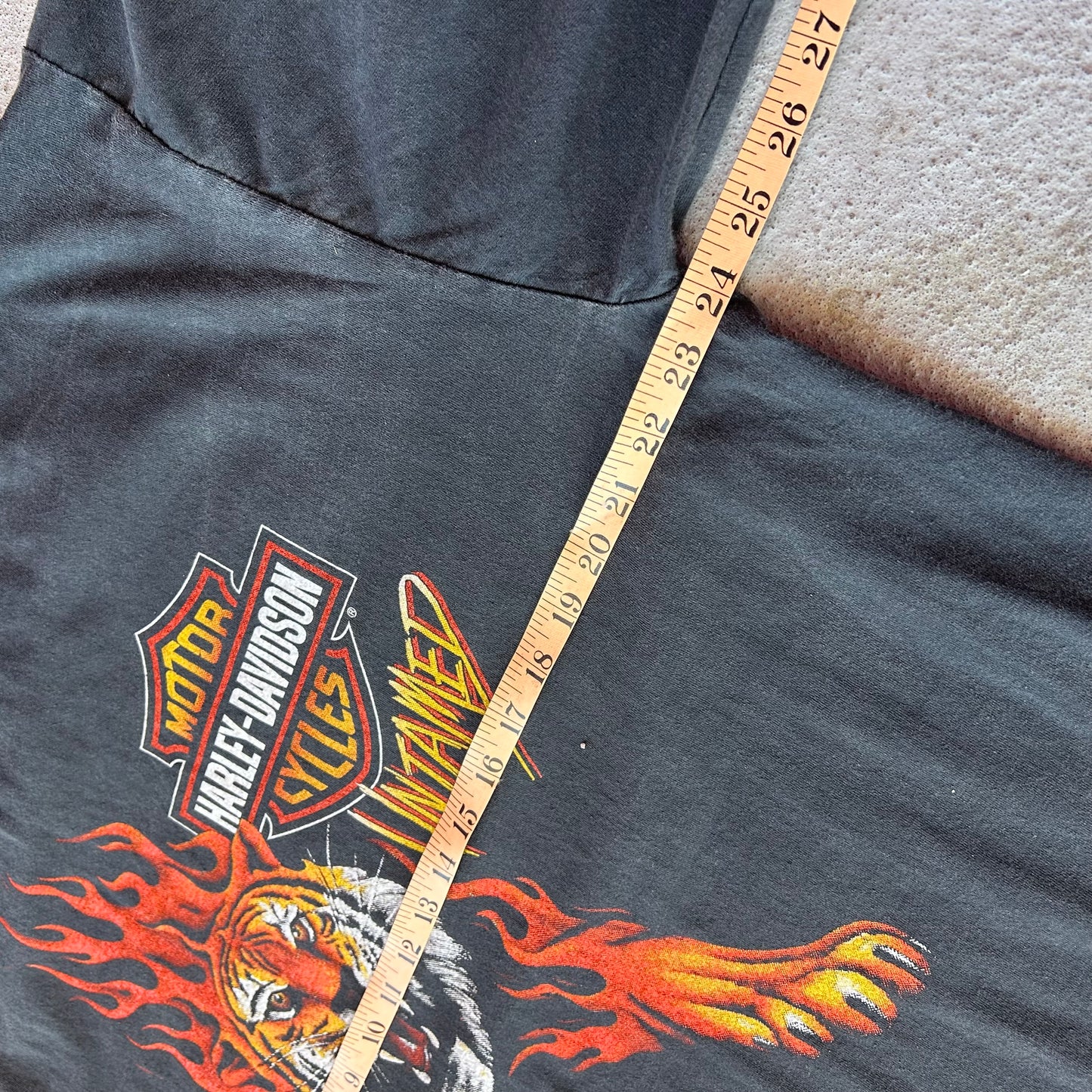 (XL) MODERN untamed flame sleeve Harley tee