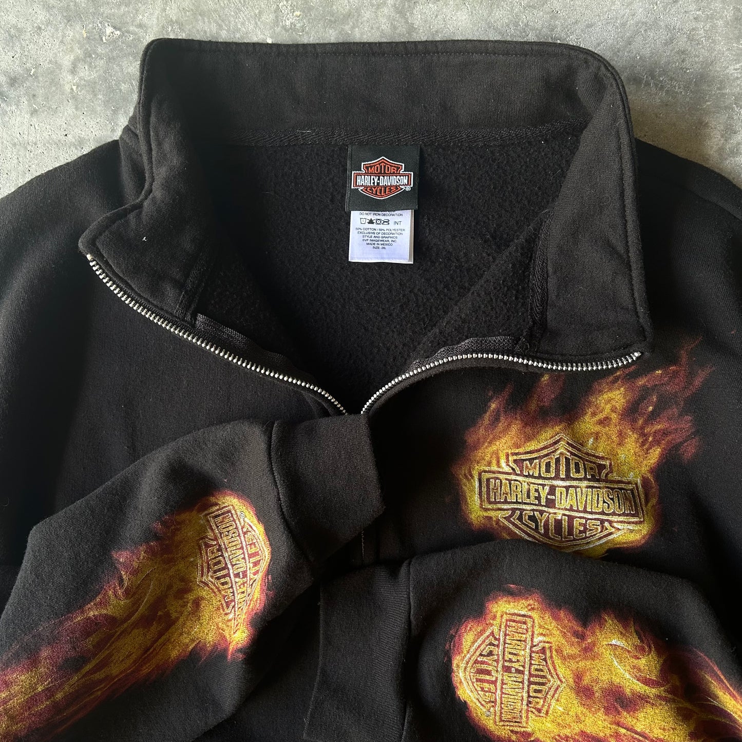 (XXL) Harley Davidson longsleeve flame zip up sweatshirt