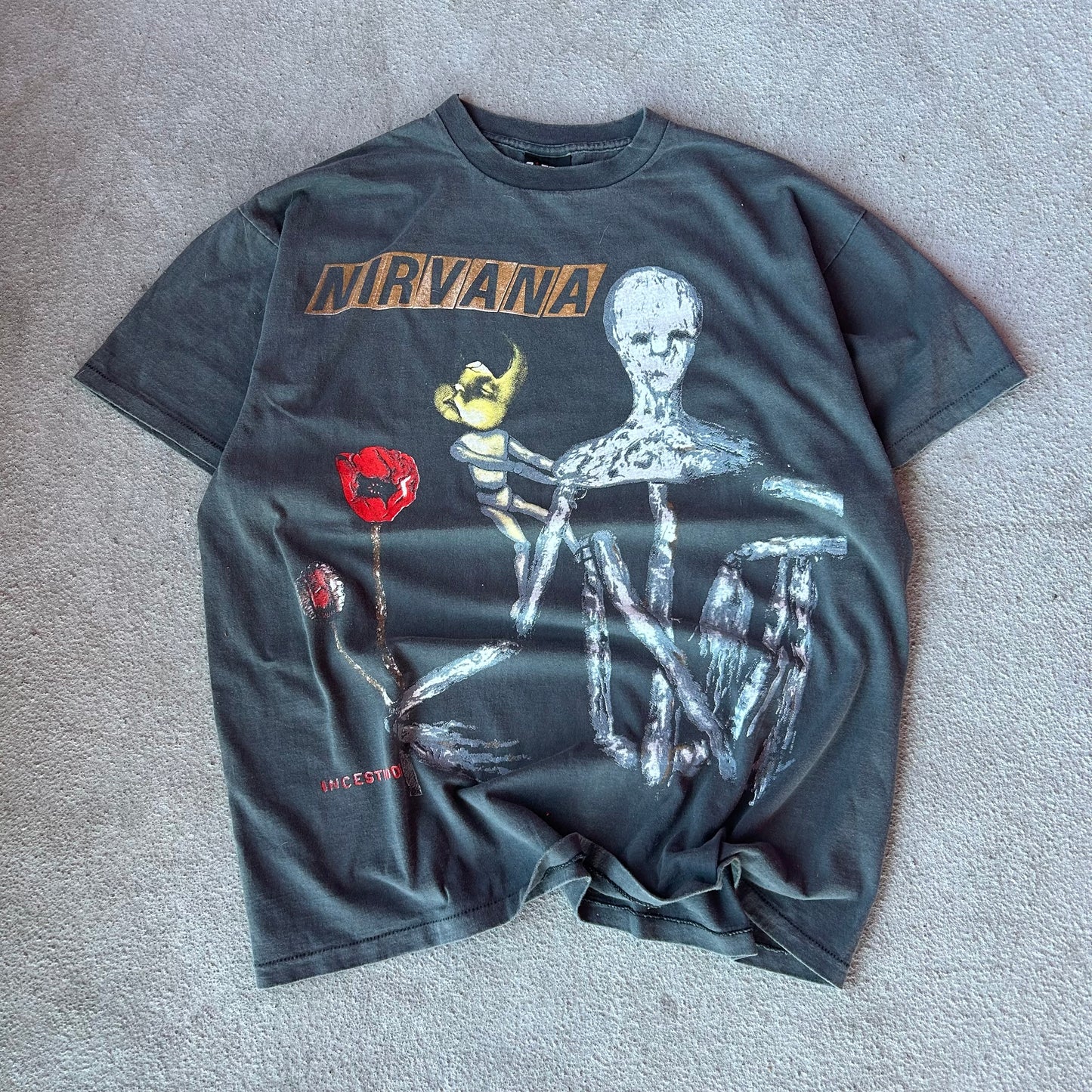 (XL) Nirvana reprint incesticide faded tee