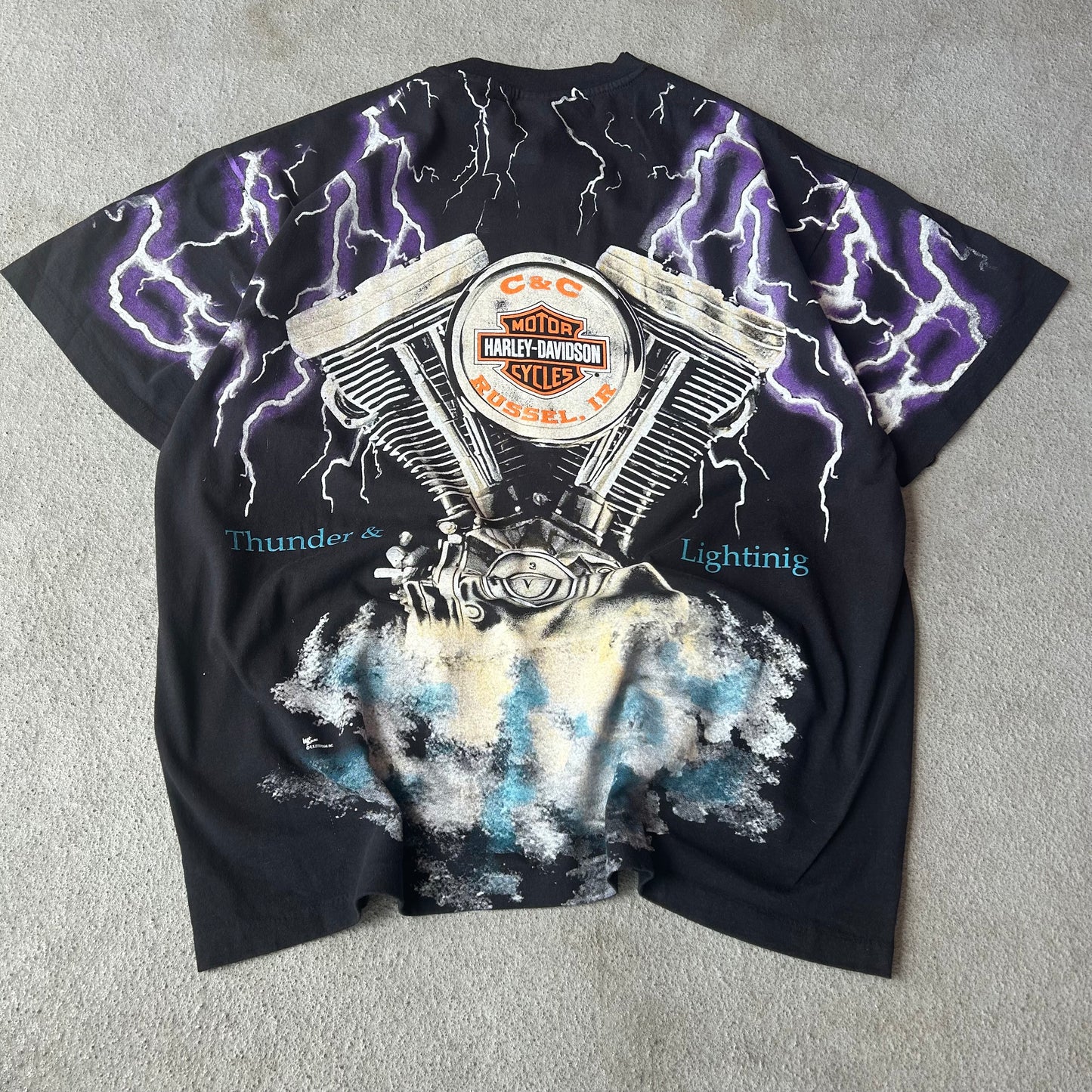 (XL) MODERN Harley lightning and thunder aop tee