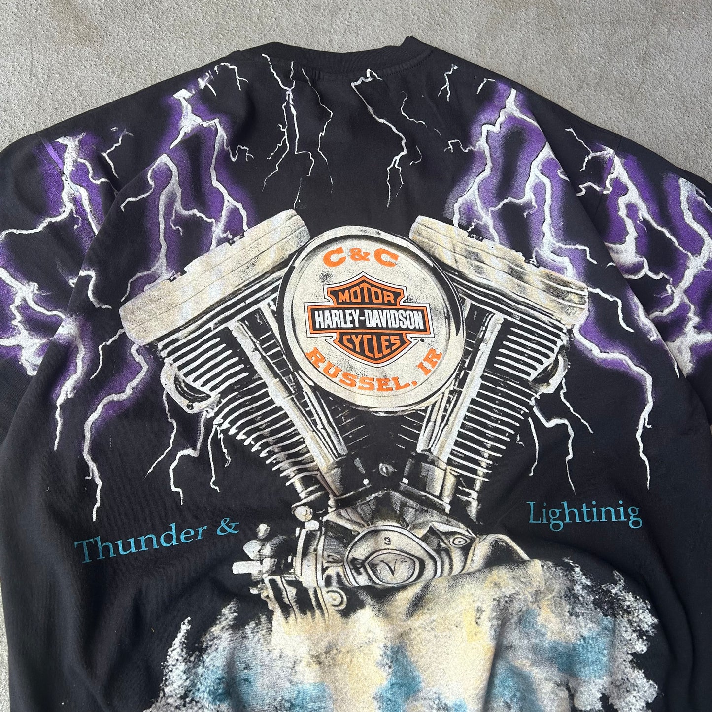 (XL) MODERN Harley lightning and thunder aop tee
