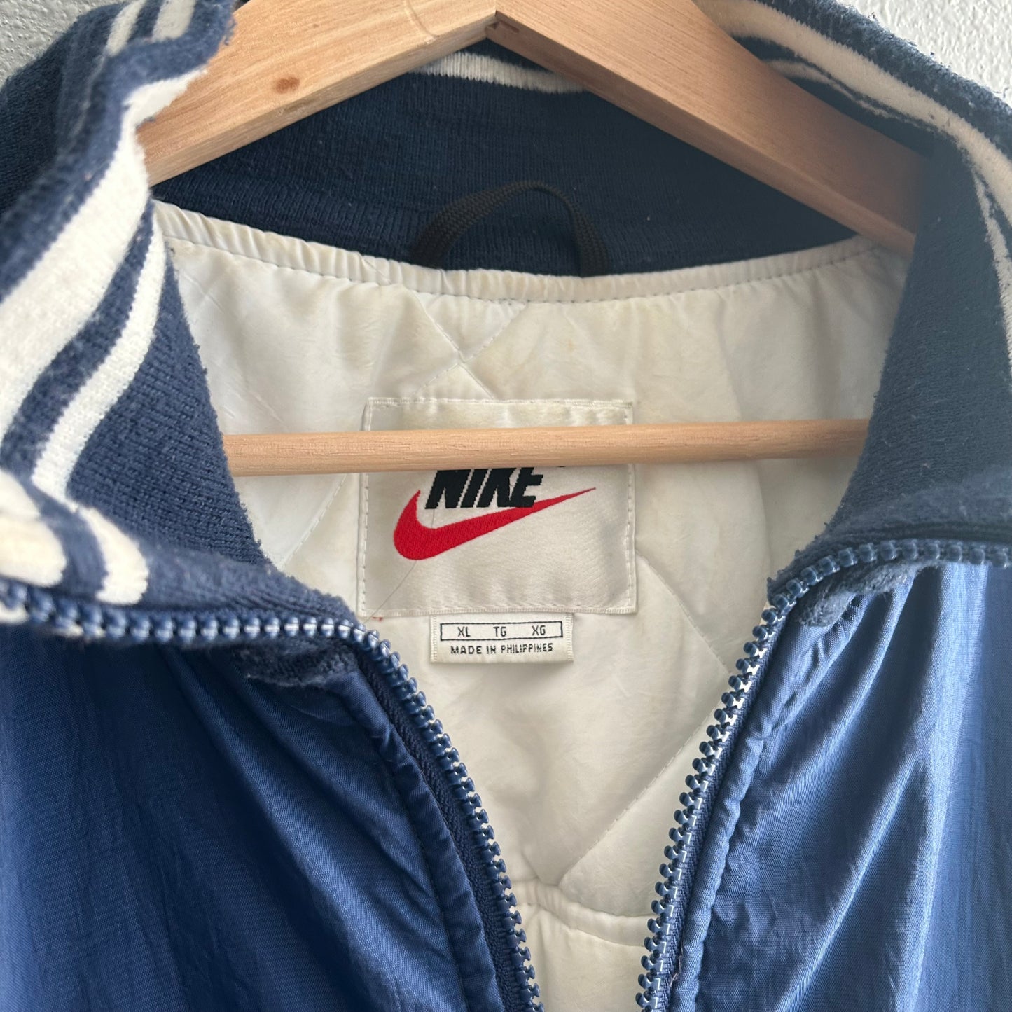 Vintage Nike puffer 1/4 zip varsity bomber jacket Rare