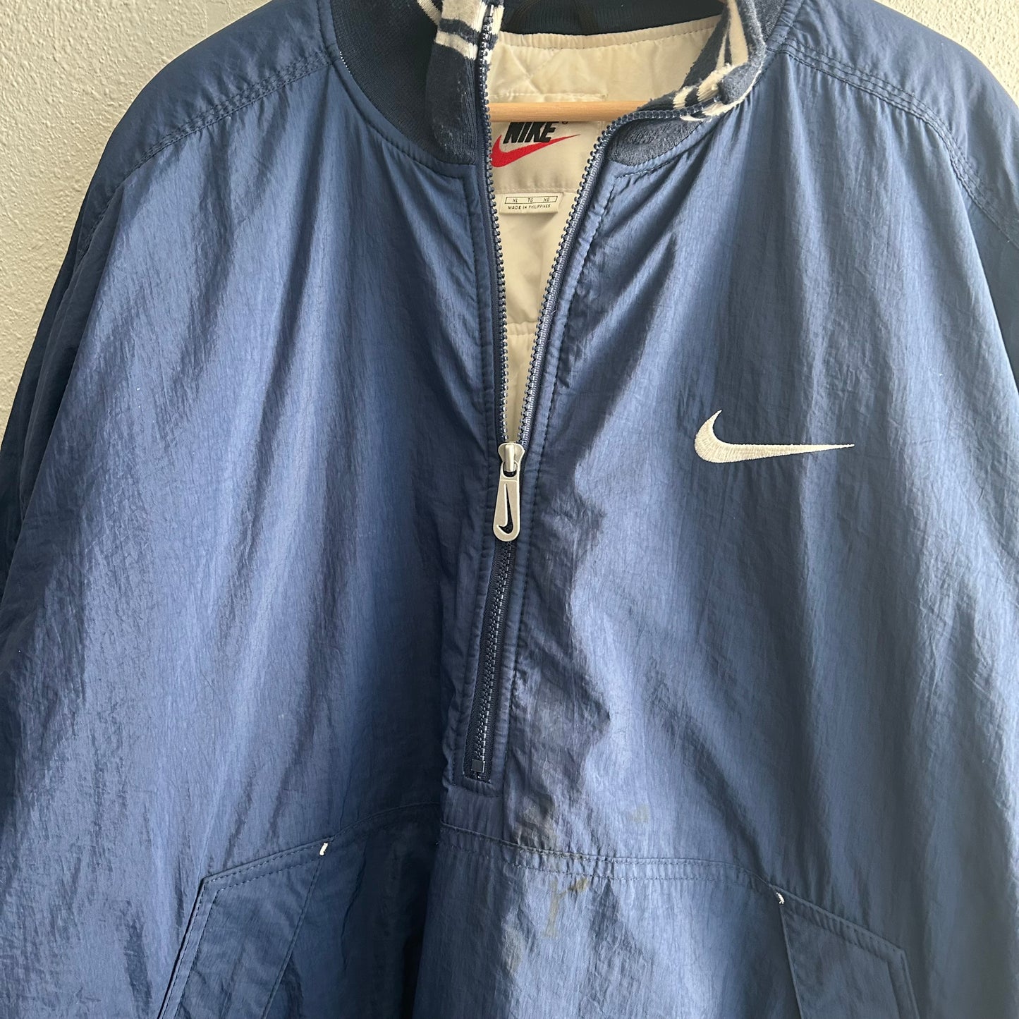 Vintage Nike puffer 1/4 zip varsity bomber jacket Rare