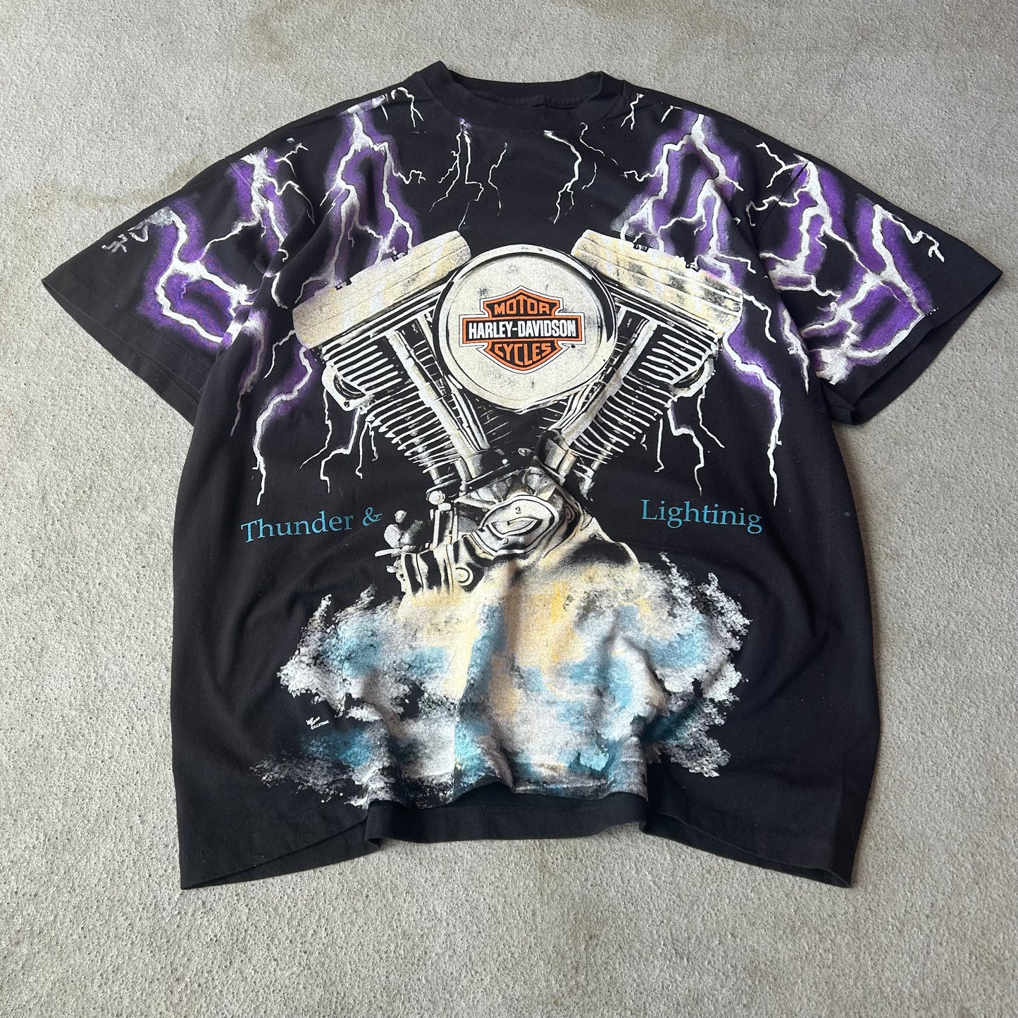 (XL) MODERN Harley lightning and thunder aop tee