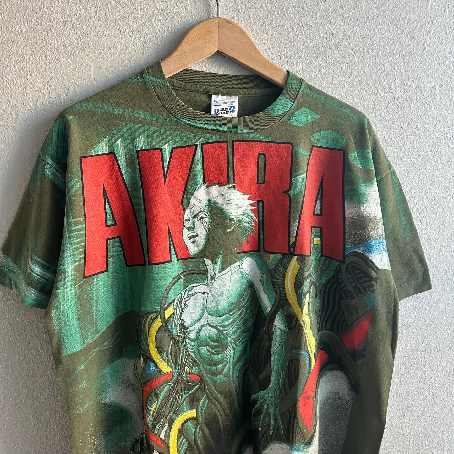 (XL) Akira green AOP reprint screen stars tee shirt