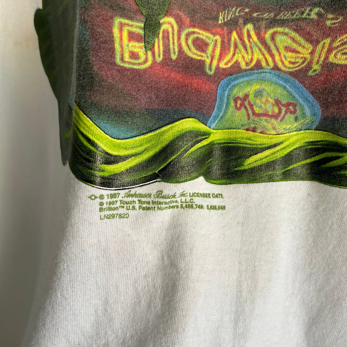 Vintage Near DS 1997 Budweiser Chameleon Promo T Shirt Talking Tee White XL Rare