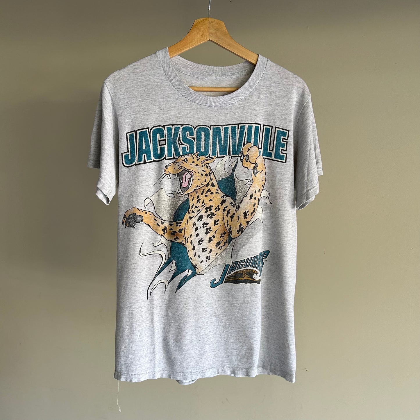 Vintage Jacksonville Jaguars 1993 Banned Logo Breakthrough Nutmeg Shirt Rare M