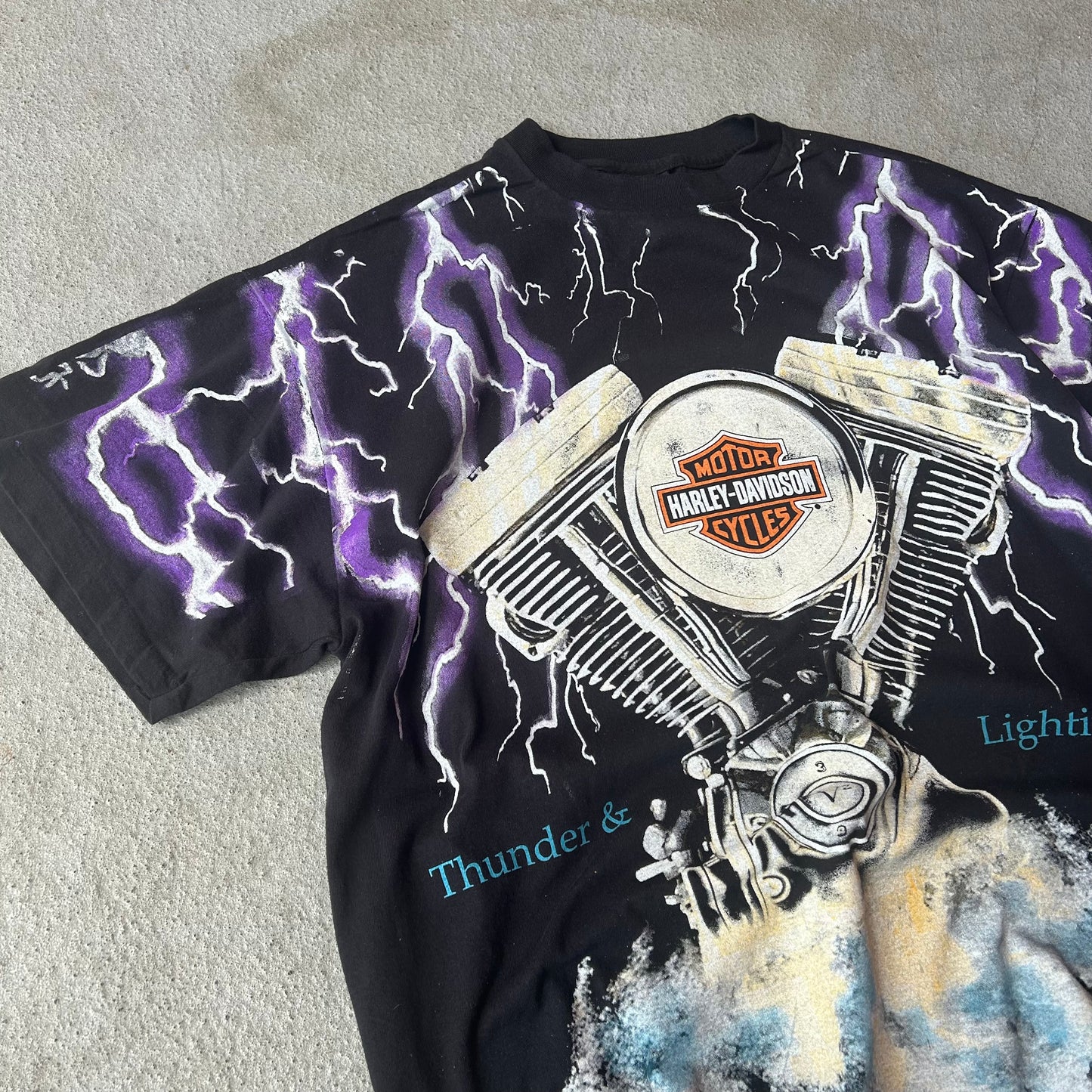 (XL) MODERN Harley lightning and thunder aop tee