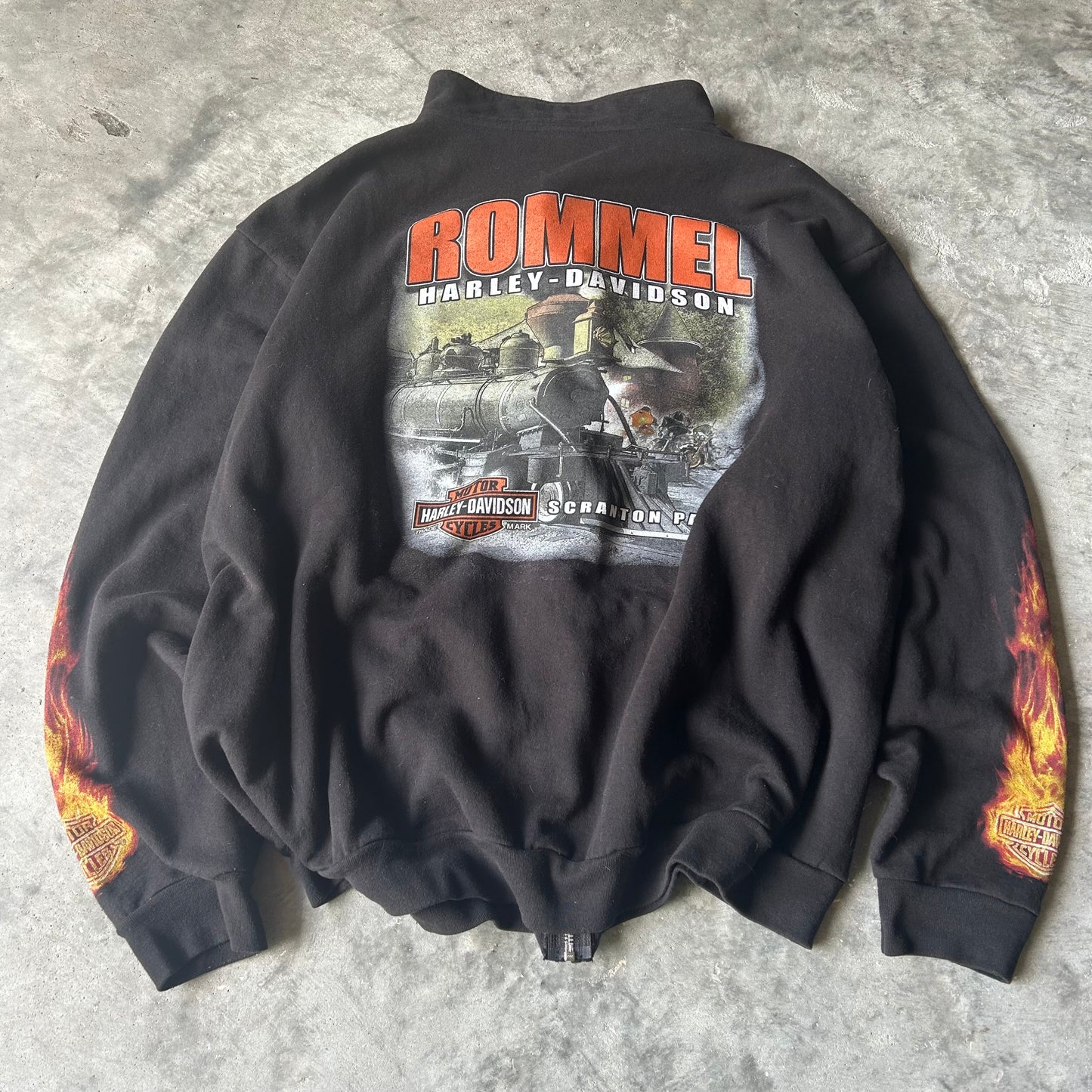 (XXL) Harley Davidson longsleeve flame zip up sweatshirt