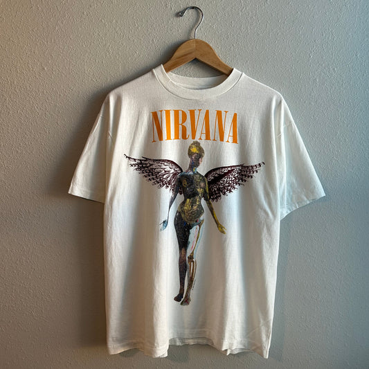 Nirvana In Utero White Vintage Reprint Single Stitch T-shirt Giant Tag XL Rare