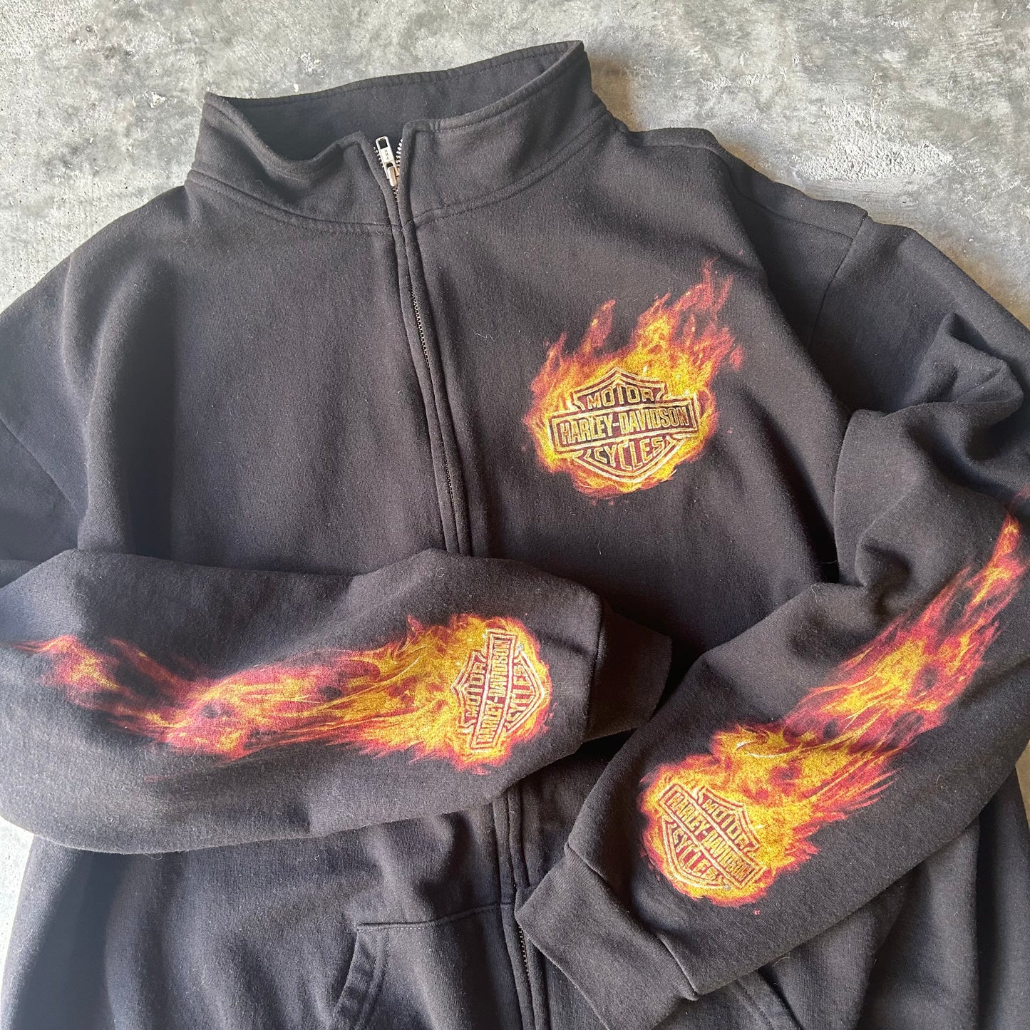 (XXL) Harley Davidson longsleeve flame zip up sweatshirt