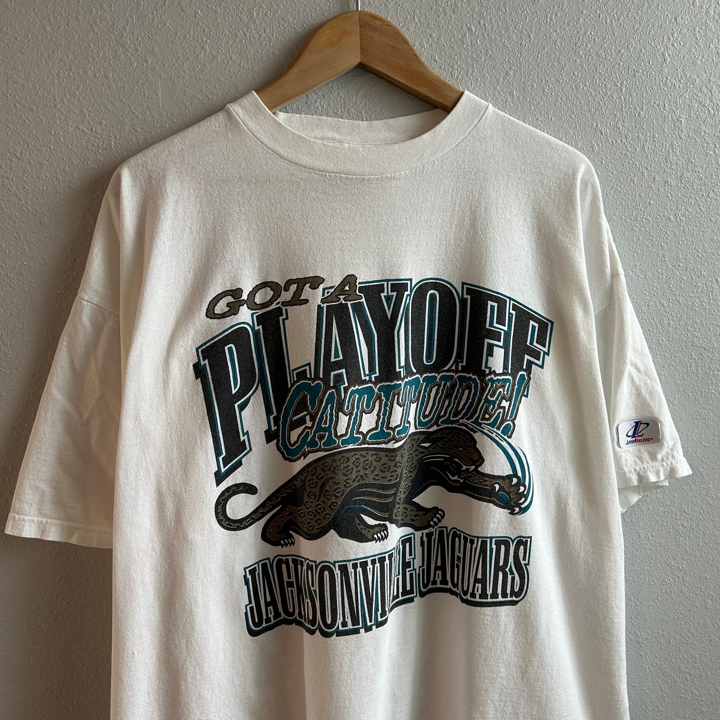 (XXL) Vintage 90s Jacksonville Jaguars logo athletic Playoff tee shirt