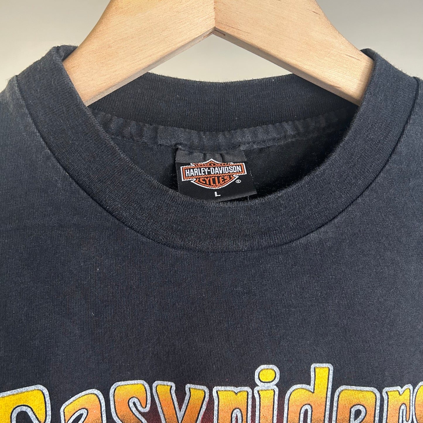 Vintage Harley Davidson Easyriders Shirt Rare Size L Skull REPRINT 3D Emblem Faded