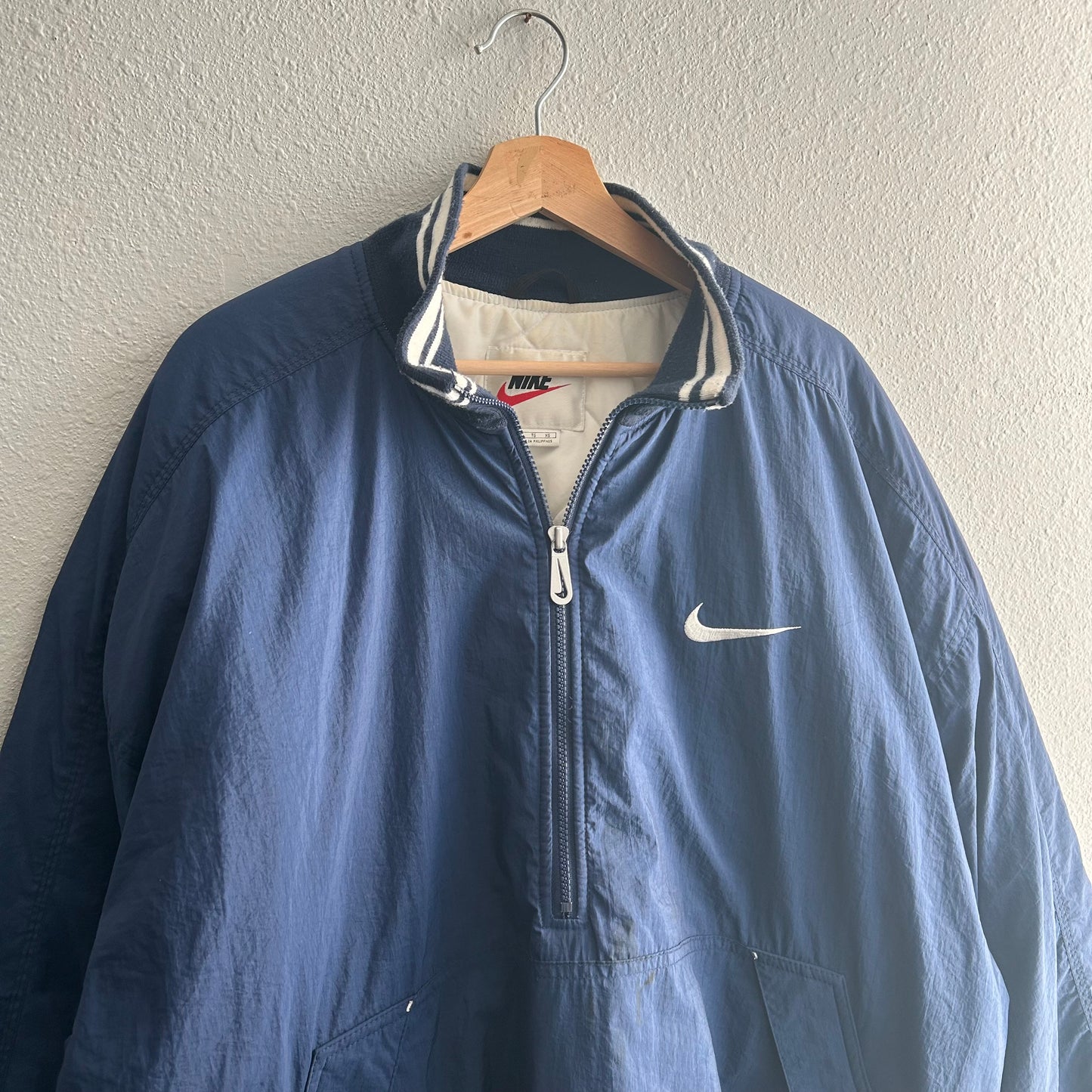 Vintage Nike puffer 1/4 zip varsity bomber jacket Rare