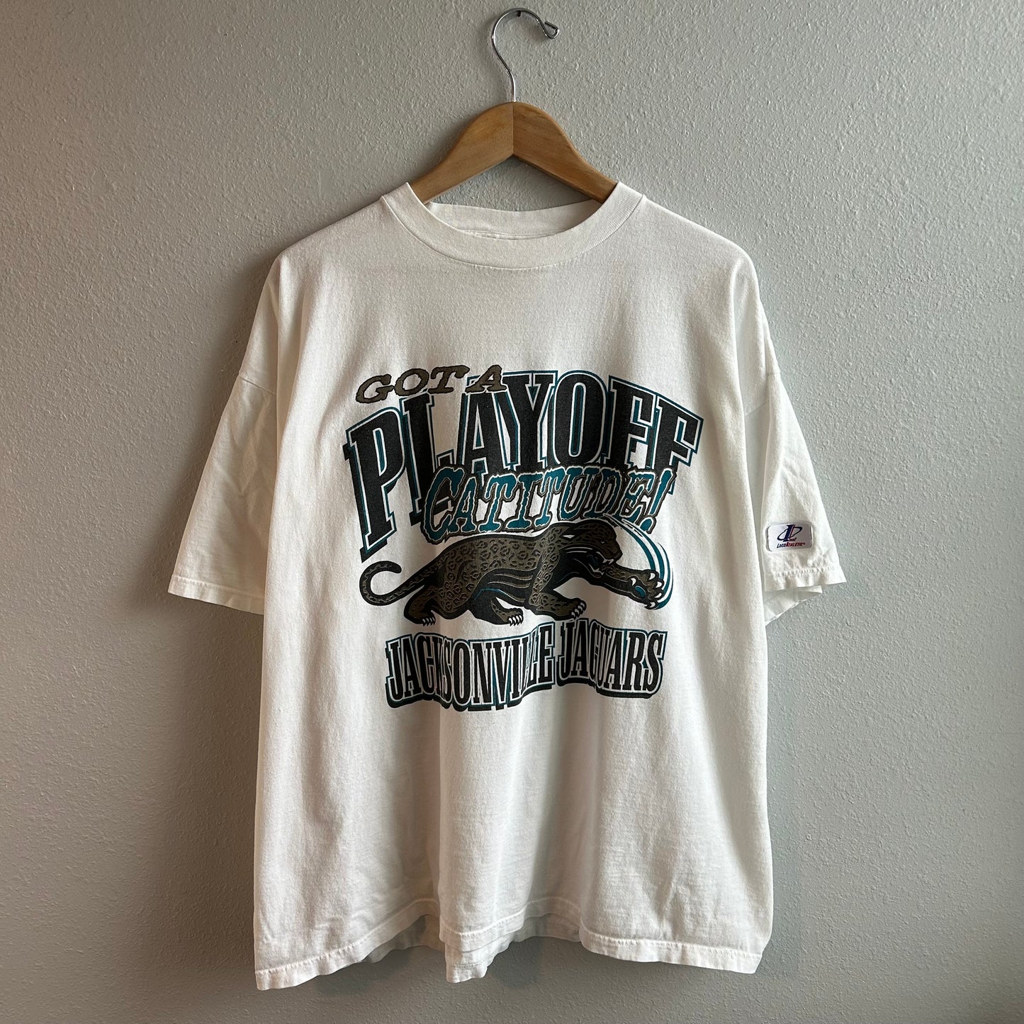 (XXL) Vintage 90s Jacksonville Jaguars logo athletic Playoff tee shirt