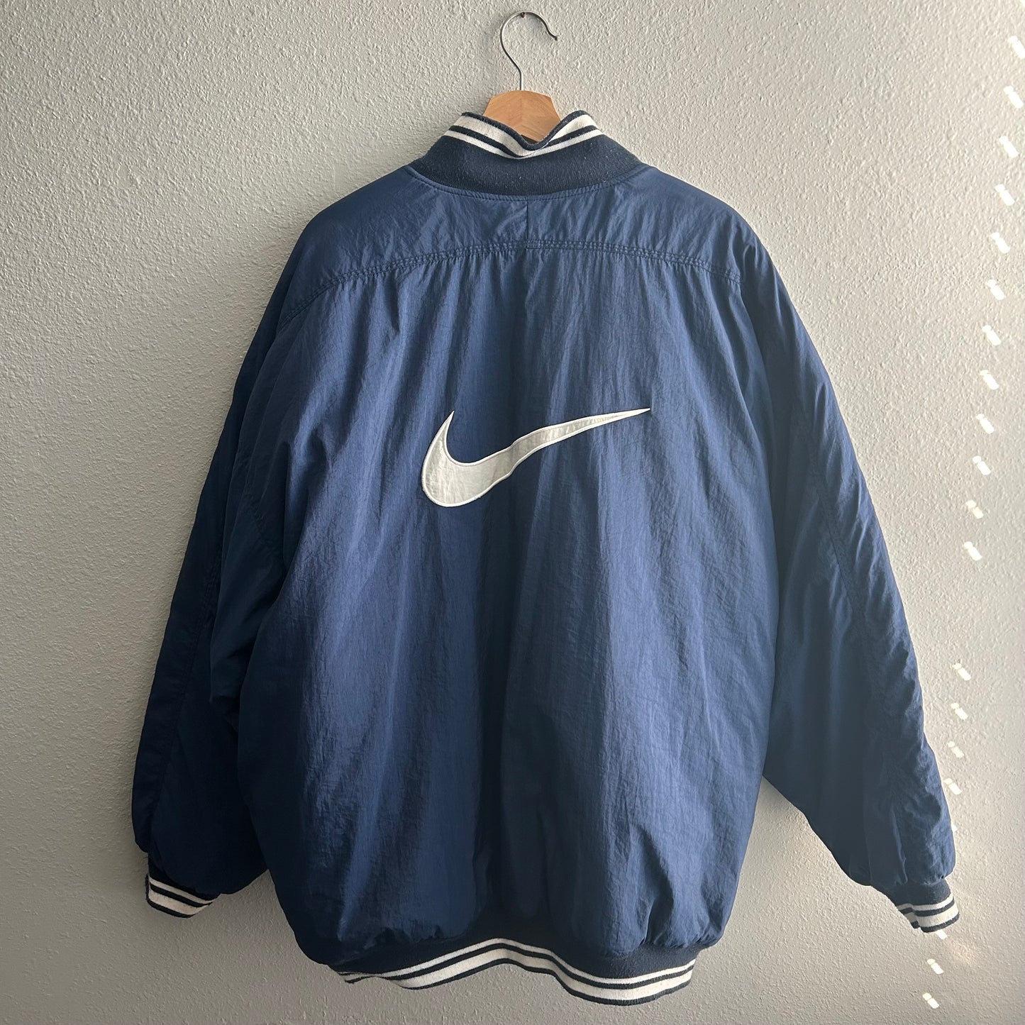 Vintage Nike puffer 1/4 zip varsity bomber jacket Rare