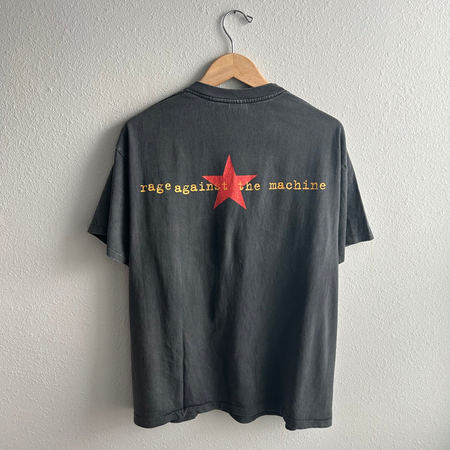 (XL) Rage Against the machine burning man black reprint tee shirt