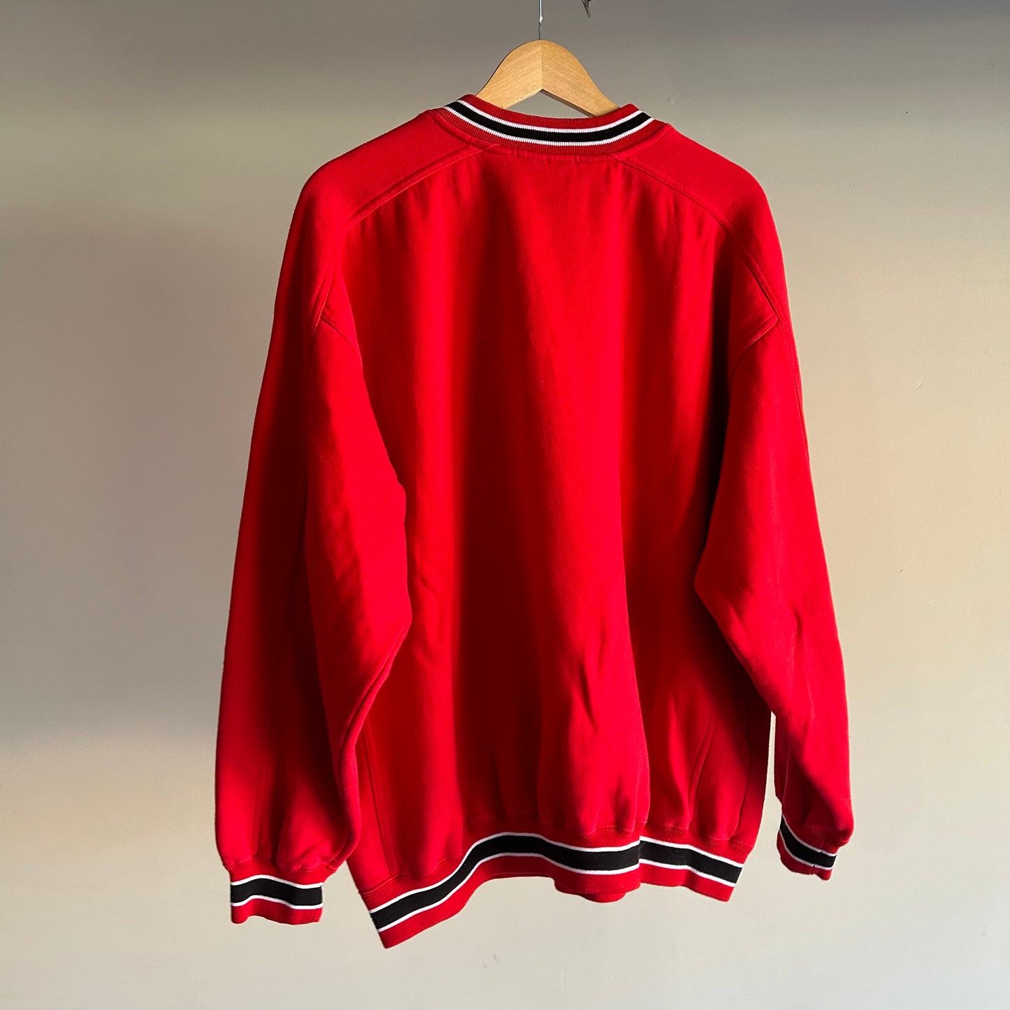 Vintage 90s NASCAR Winston Cup Mens Sweatshirt Racing Red Crewneck best fits XL Rare striped V neck