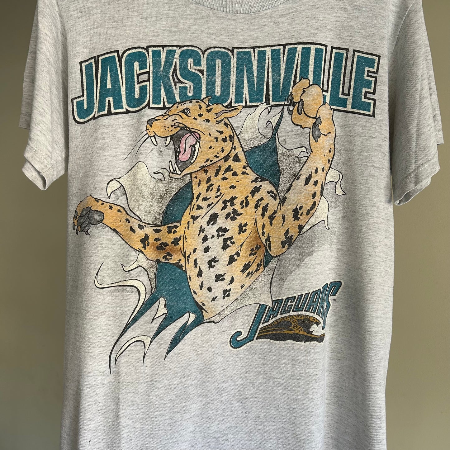 Vintage Jacksonville Jaguars 1993 Banned Logo Breakthrough Nutmeg Shirt Rare M