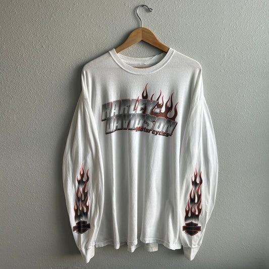 (XXL) Y2K Harley Davidson flame longsleeve shirt