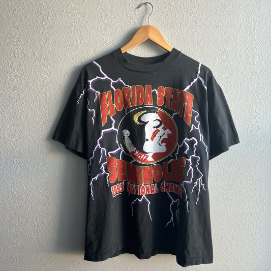 (L & XL) American Thunder Florida State Lightning Tee MODERN REPRINT AOP size